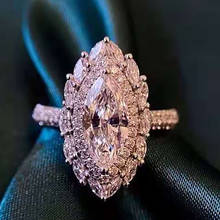 Anel de moissanite branca ouro 14k, diamantes 1 2 3 4 5 quilate, mármore luxuoso, flash, festa de casamento, anel de aniversário de noivado 2024 - compre barato