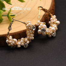 GLSEEVO-pendientes de aro de agua Natural para mujer, aretes de piedra Natural hechos a mano, para fiesta de boda, joyería de lujo GE0870 2024 - compra barato