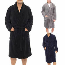 Winter Men's Lengthened Plush Bathrobe Home Sleepwear Long Robe Nightwear Black Blue Plus Size 2024 - buy cheap