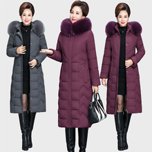 Women winter jacket middle-aged thickening large size parka down cotton jacket female long solid color mother winter cotton coat 2024 - buy cheap