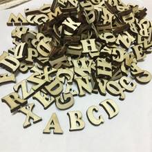 100 pçs de madeira rústica letras maiúsculas alfabeto diy recorte de madeira discos para retalhos scrapbooking artes artesanato carta aleatória 2024 - compre barato