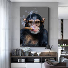 Carteles de animales, mono, gorila, fumar, pintura en lienzo e impresiones, imágenes artísticas de pared para decoración de sala de estar, arte para el hogar sin marco 2024 - compra barato