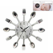 Metal Kitchen Wall Clock Spoon Fork Creative Quartz Wall Mounted Clocks for The Kitchen Home Decor Clock In Wall 2021 Hot Sale 2024 - buy cheap