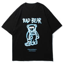 LACIBLE Hip Hop T-Shirt Men Vintage Bad Bear Print Cotton Streetwear Pure Cotton Casual Top T-Shirt Harajuku Men Clothing Black 2024 - buy cheap