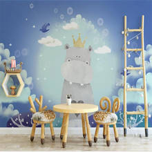 Milofi-papel tapiz 3D personalizado, mural simple pintado a mano de hipopótamo de dibujos animados, decoración de pared de fondo para habitación de niños, pintura de papel tapiz 2024 - compra barato