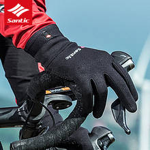 Santic Winter Thermal Fleece Cycling Gloves Full Finger Windproof Touchscreen MTB Road Bike Gloves Pro Outdoor guantes ciclismo 2024 - buy cheap
