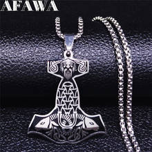 AFAWA-collar de cadena de acero inoxidable vikingo para hombre, Color plateado, collares grandes, colgantes, cadenas de joyería para hombre N4005S02 2024 - compra barato
