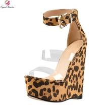 Woman PVC Leopard Grain Platform Sandals Super High Heels Sandals Wedges Heels Party Woman Heels Sandals Shoes Large Size 34-45 2024 - buy cheap