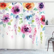 Cortina de chuveiro abstrata com design moderno, decoração em aquarela com folhas florais, parecendo ombré, detalhes em arte, impressão de tecido, banheiro 2024 - compre barato