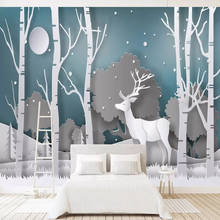 Self-Adhesive Wallpaper Modern Simple Abstract Forest Elk Murals Living Room Kids Bedroom Background Wall Sticker 3D Waterproof 2024 - buy cheap