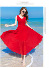 ZC2143 2020 summer new women fashion sweet Long paragraph pure color show slim beach chiffon dress cheap wholesale 2024 - buy cheap