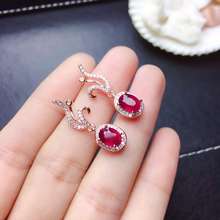 elegant red ruby gemstone stud earrings  women silver fine jewelry natural gem 925 sterling silver certificate good color gift 2024 - buy cheap