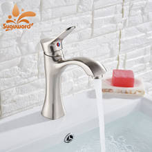 bruhsed nickel short  Basin Faucet Deck Mounted Mixer Tap Hot and Cold Water Single Handle One Hole 2024 - buy cheap
