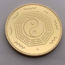 India Goddess Lakshmi China Gold Plated Coin Tai Chi Feng Shui Commemorative Coins Festival Gift 2024 - buy cheap