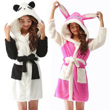 Winter Women Hooded Bathrobe Nightgown Plush Pajamas Adults Animal Flannel Bath Robe Sleepwear Thick Warm Towel Unicorn Robes 2024 - buy cheap