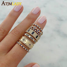 2021 New Engraved CZ Evil Eye Gold Color Wide Engagement Band Ring For Lady Women Party Gift Finger Jewelry Classic Antique Ring 2024 - buy cheap