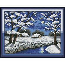 Everlasting Love River Views In Winter Chinese Cross Stitch Kits Ecological Cotton 11 Stamped Printed  New Christmas Decorations 2024 - buy cheap