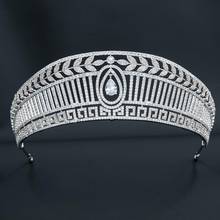 Tiara réplica real de zircônia cúbica para casamento, cristal queen, coroa para noiva, acessórios de cabelo ch10356 2024 - compre barato