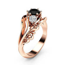 14k Rose Gold Natural Obsidian Gemstone Ring For Women AAA Zircon Diamond S925 jEWELRY Wedding Rings Fine Jewelry Party Gifts 2024 - buy cheap