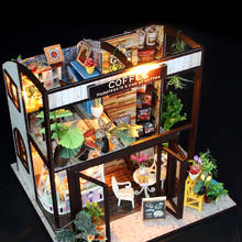 Prettyia 1/24 casa de muñecas en miniatura Diorama, casa de café artesanal con muebles 2024 - compra barato