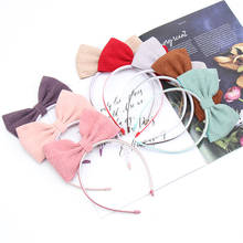 Hairband for Girls Handmade Big Solid Corduroy Hair Bows Headband Children Kids Hair Hoop with Teeth Korean Hair Accessories 2024 - buy cheap