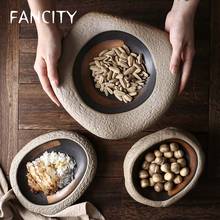 FANCITY-cuenco grande de cerámica de estilo japonés para el hogar, tazón de arroz en forma de cuenco, tazón de ensalada, tazón retro con personalidad creativa 2024 - compra barato