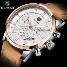 BENYAR Design 2021 New Top Fashion Sport Quartz Watches Men's Multi-Functional Waterproof Premium Leather Calendar Watch Relogio 2024 - buy cheap