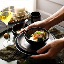 Plato de cerámica Retro japonés para cena, juego de vajilla de cerámica para cocina, platos de comida, arroz, ensalada, fideos, tazón de sopa 2024 - compra barato
