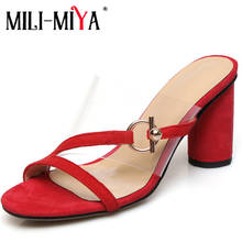 MILI-MIYA Women Genuine Leather Gladiator Sandals Summer Ladies Round Heel Metal Decoration Concise Casual Black Red Silver Shoe 2024 - buy cheap