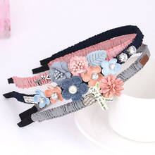 Korean Cute Girls Hair Band Flower Floral Bow Headband Ribbon Hair Hoop Handmade Kids Hair Accessories 2024 - buy cheap