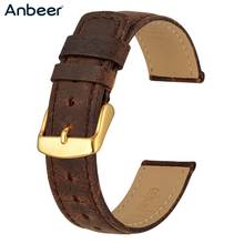 Anbeer-Correa de reloj de cuero genuino para hombre y mujer, pulsera elegante de estilo Retro Vintage, 18mm, 20mm, 22mm 2024 - compra barato