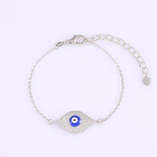 Pulsera de oro contra el mal de ojo para mujer, brazalete con incrustaciones de cobre y oro turco, Circonia cúbica, zirconia, circonita, cristal azul, joyería contra el mal de ojo para niña 2020 2024 - compra barato