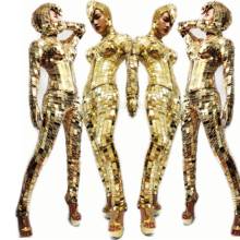 New Gold Stage Costume For GoGo Dancer Costume Mirror Costume Women Party Gold Mirror Dress Nightclub Jumpsuit Show Wear VDB1126 2024 - buy cheap