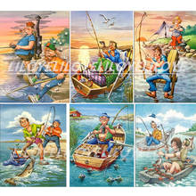 5D Diamond Painting Full Square/Round Drill Boat Fishing Angler Daimond Embroidery Painting Cross Stitch Mosaic Picture FG1340 2024 - buy cheap