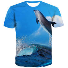QCIV Brand Dolphin T-shirt Men Animal Anime Clothes Waves Shirt Print Funny Tshirt Printed Mens Clothing summer New Male 2024 - buy cheap