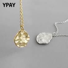 Ypay colares de prata esterlina 100% genuína femininos, colar com pingente irregular coreano, joias finas para festa, presente ymn186 2024 - compre barato