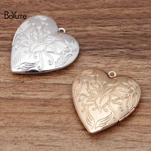 BoYuTe (4 Pieces/Lot) 45MM Big Metal Brass Floating Flower Heart Locket Vintage Open Photo Locket Pendant Wholesale 2024 - buy cheap