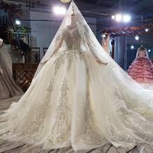 Serene Hill Dubai High-end Ivory O-Neck Luxury Wedding Dress 2021 Beading Diamond Long Sleeves Bridal Gown Custom Made CHX0309 2024 - buy cheap