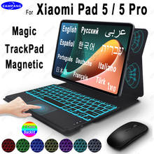 Magic Keyboard Case for Xiaomi Pad 5 Pro English Russian Spanish Korean Arabic Hebrew Portuguese French Keyboard Magnetic Cover 2024 - buy cheap