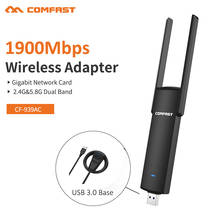 Comfast 1900 mbps 2.4 ghz & 5.8 ghz usb adaptador wi-fi banda dupla wifi dongle plug and play ac placa de rede usb wi-fi antena CF-939AC 2024 - compre barato