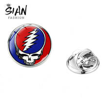 SIAN Rock Band Stainless Steel Brooches Hip-Hop Popular Grateful Dead Band Logo Glass Gem Collar Pin Trendy Gothic Jewelry Hot 2024 - buy cheap