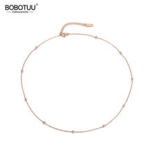 BOBOTUU Creative Round Beads & Squares Chain & Link Necklaces Jewelry Titanium Steel Chokers Necklace For Women Collier BN18062 2024 - buy cheap
