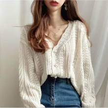 Women Autumn V Neck Lace Sweater Pearl Buttons Knitted Cardigan Coat Plus Size Long Sleeve Eelgant Plus Size Jersey 2024 - buy cheap