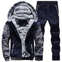 Hoodie Sweatshirt Men Fleece Hoodies Sweatshirts+Sweatpants Suit Autumn Winter Warm Printed Hooded Pullover Men 2024 - buy cheap