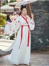 Vestido de Hanfu chino para mujer, elegante, diario, estudiante, collar, disfraz de hanfu Wei Jin, flor de cerezo, ancho de pantalla 2024 - compra barato