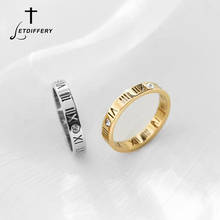 Letdiffery Hollow Roman Numbers Crystal Women Rings 4mm Stainless Steel Wedding Jewelry Engagement Gifts for Femme 2024 - buy cheap