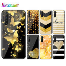 Para oppo a5 a9 2020 f7 telefone capa amarelo ouro glitter para oppo reno 2 z 2z 2f 3 4 pro 5g brilhante preto caso de telefone 2024 - compre barato