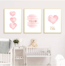 Children pink love name custom art painting wall art canvas painting poster for living room home interior wall art decoration 2024 - buy cheap