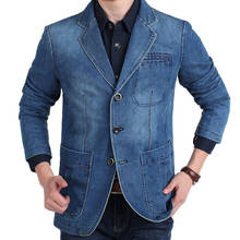 Moda dos homens denim blazer primavera outono marca masculina fino ajuste casual jeans terno jaqueta masculino blazer casaco masculino 4xl my161 2024 - compre barato