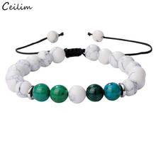 Pulsera de piedra Natural trenzada hecha a mano para hombres y mujeres, cuentas de equilibrio curativo ajustables, joyería de Yoga, pulseras de distancia para parejas 2024 - compra barato